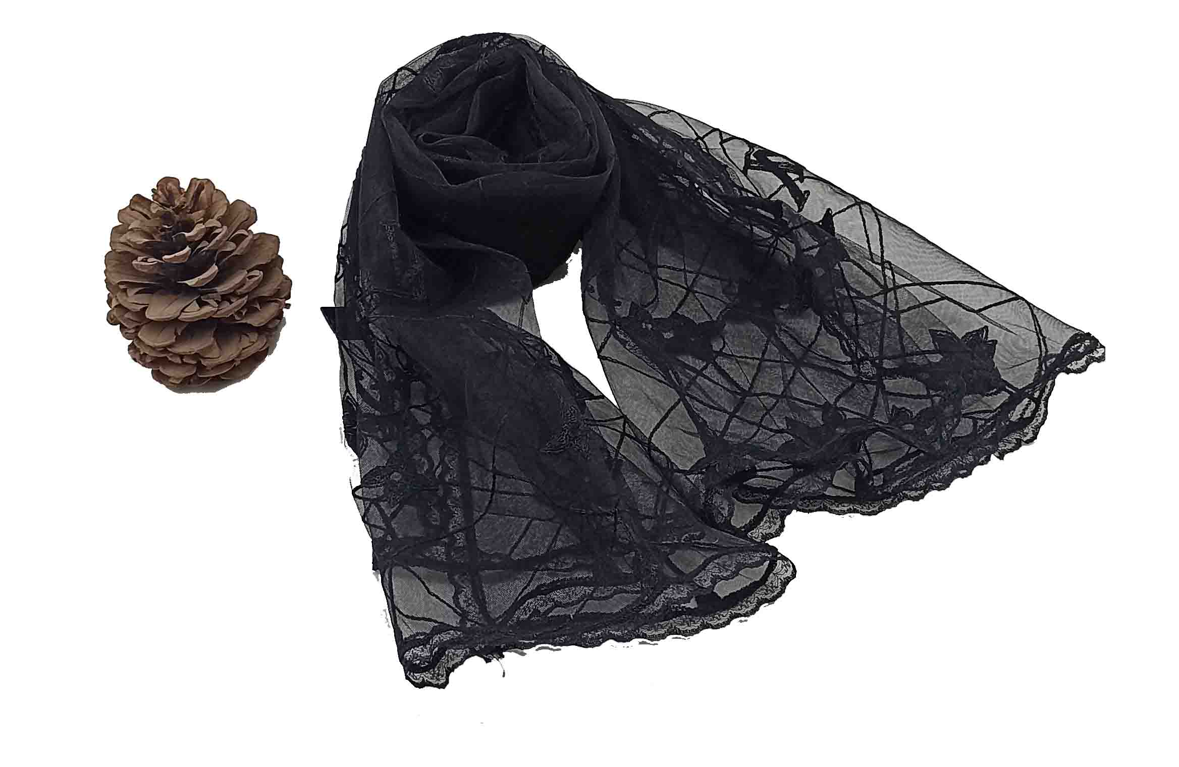 شال زنانه مدل حریر گلدار مجلسی 23 - مشکی شال زنانه مدل حریر گلدار مجلسی 23 - مشکی