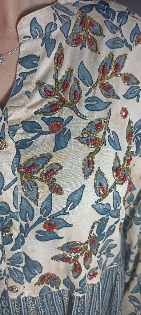 پیراهن بلند زنانه 2 - سبز صدری - تصویر 1