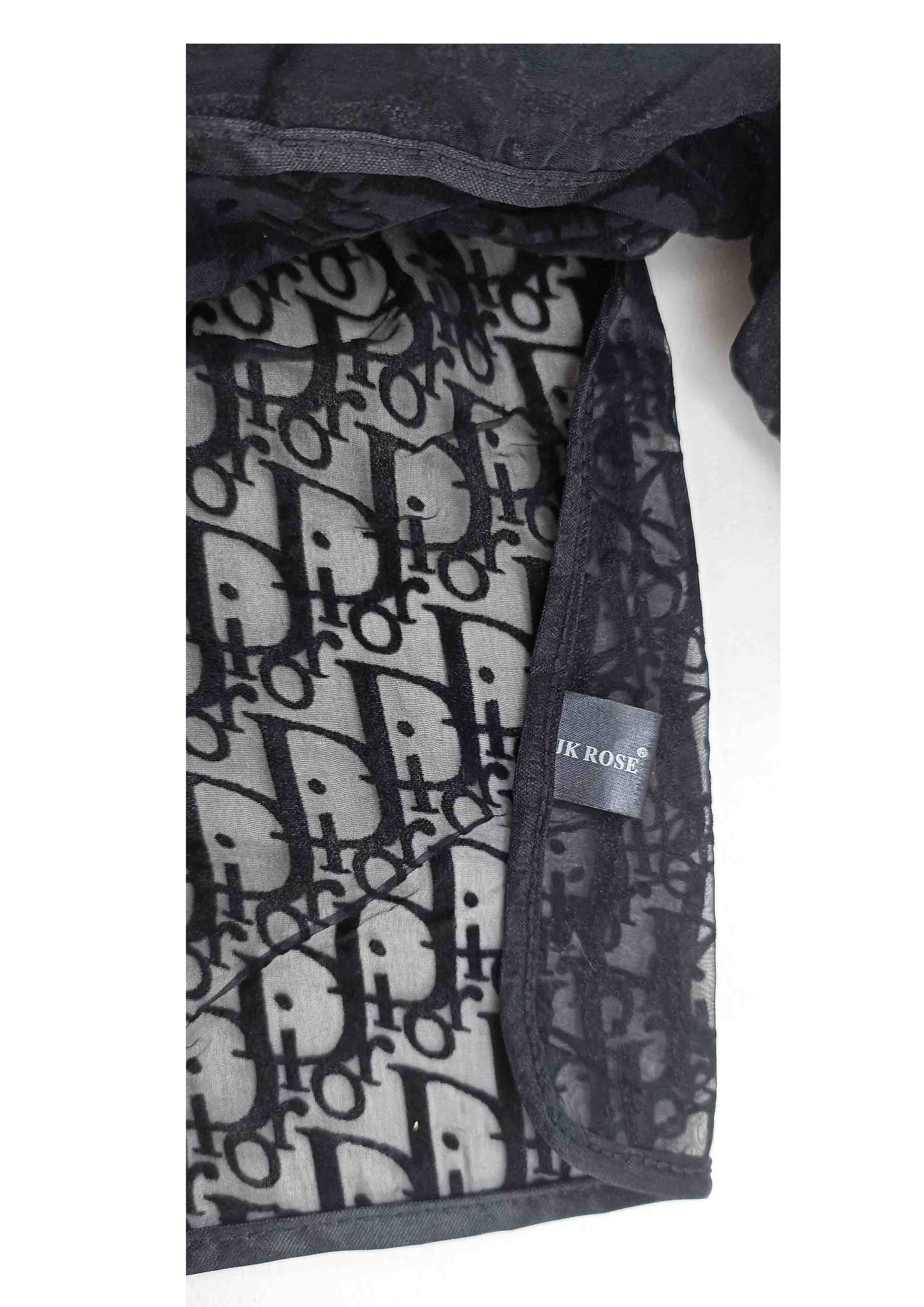 شال زنانه مدل حریر گلدار مجلسی 22 - مشکی - تصویر 1