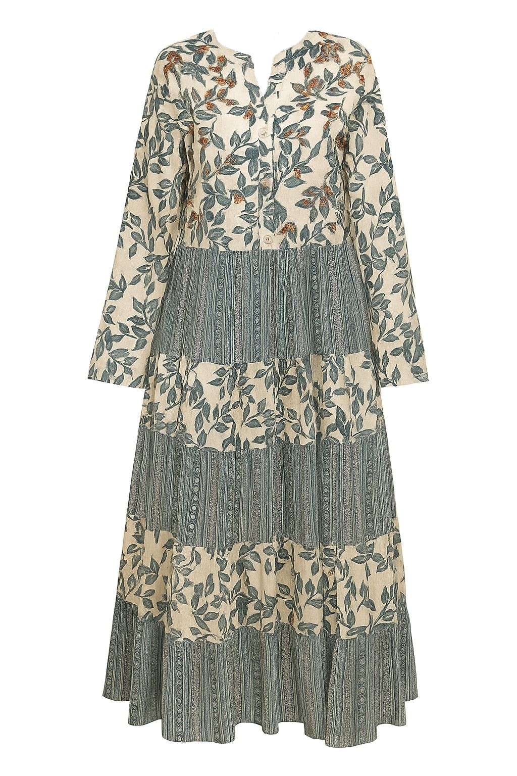 پیراهن بلند زنانه 2 - سبز صدری - تصویر 2