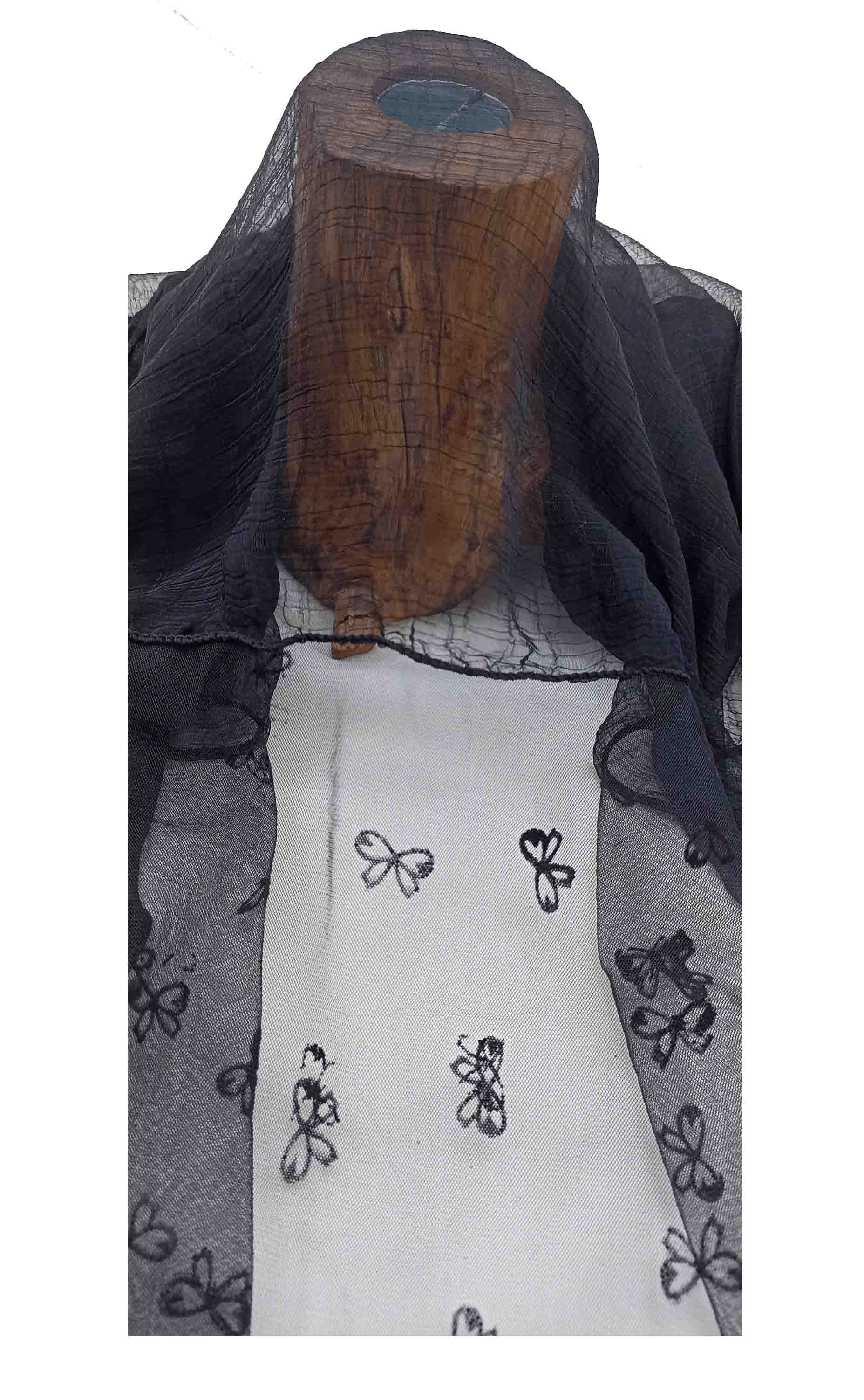 شال زنانه مدل حریر گلدار مجلسی 31 - مشکی - تصویر 1